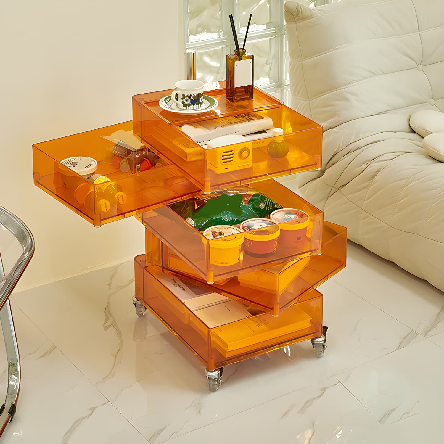 Plastic Five-Drawer Nightstand 28" H Night Table with Casters thumbnail 14