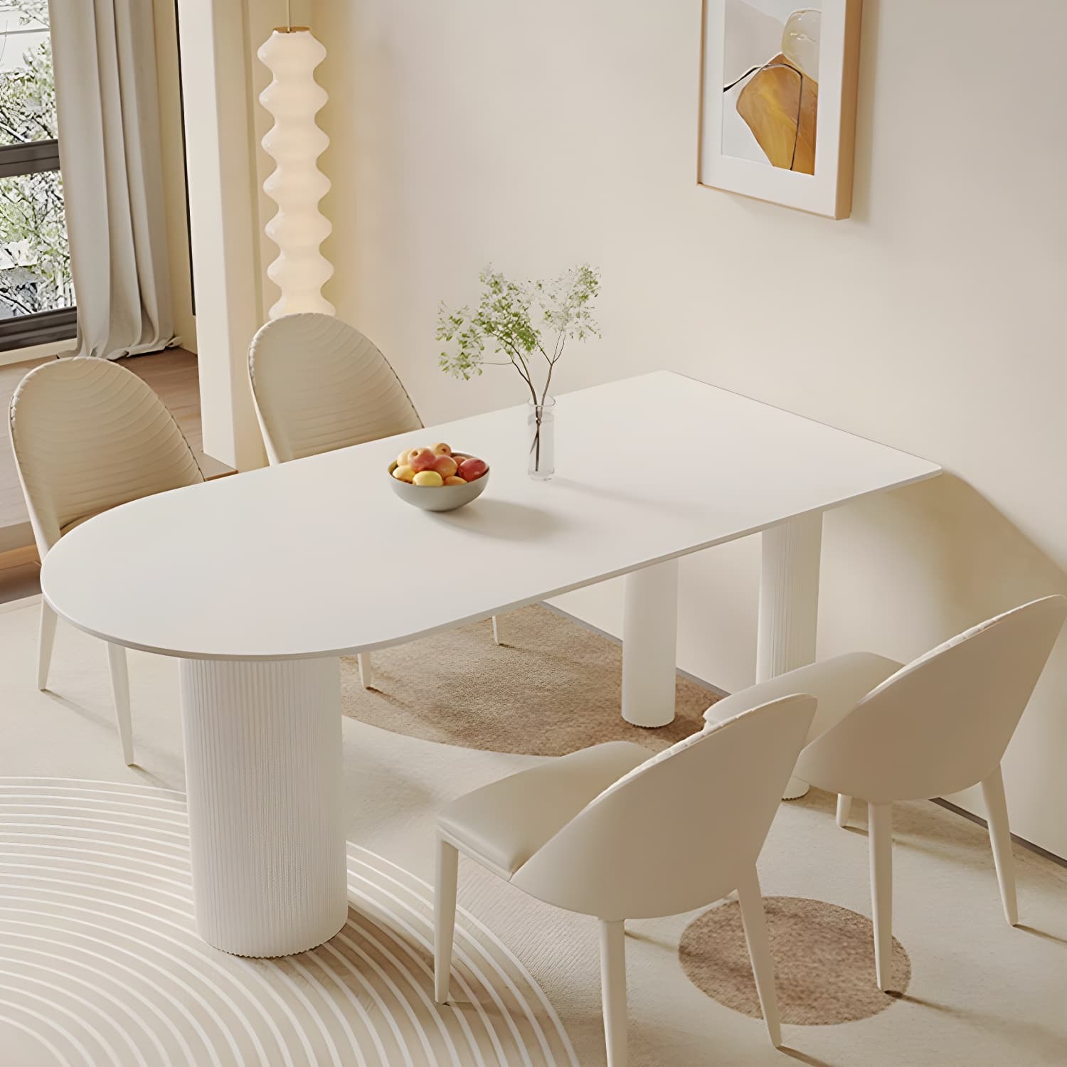 White Stone Surface 75cm Modern Kitchen & Dining Table with Metal Legs thumbnail 9