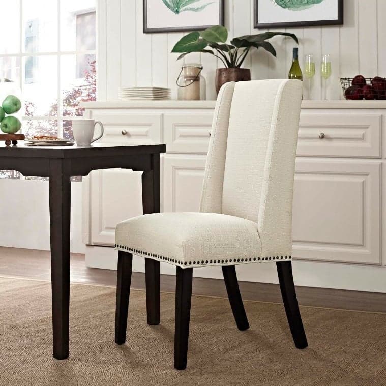 Flannel/Linen/PU Upholstered Stable Framed Armless Chair with Parsons Back and Nailhead Trim for Dinette in a Trendy Style thumbnail 1
