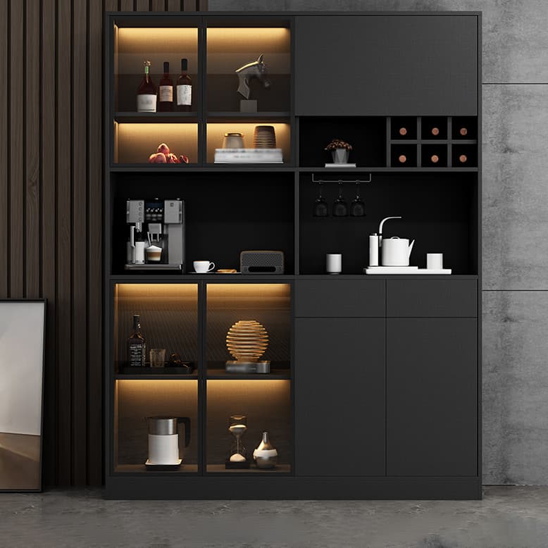 Wood Living Room Sideboard Cabinet Modern Credenza with Storage and Glass Door thumbnail 11
