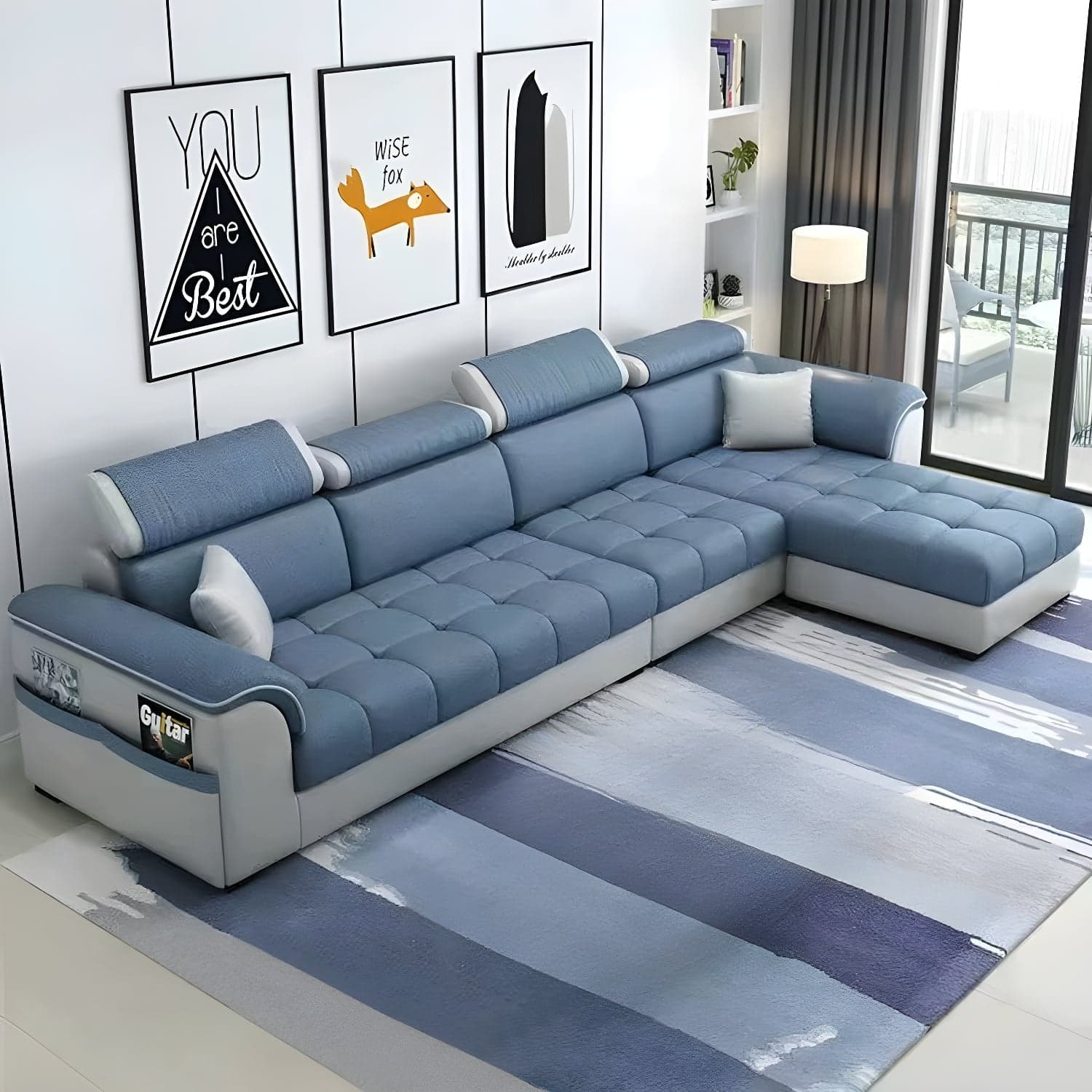 Contemporary L-Shaped Sectional Sofa with Adjustable Pillows and Storage thumbnail 3