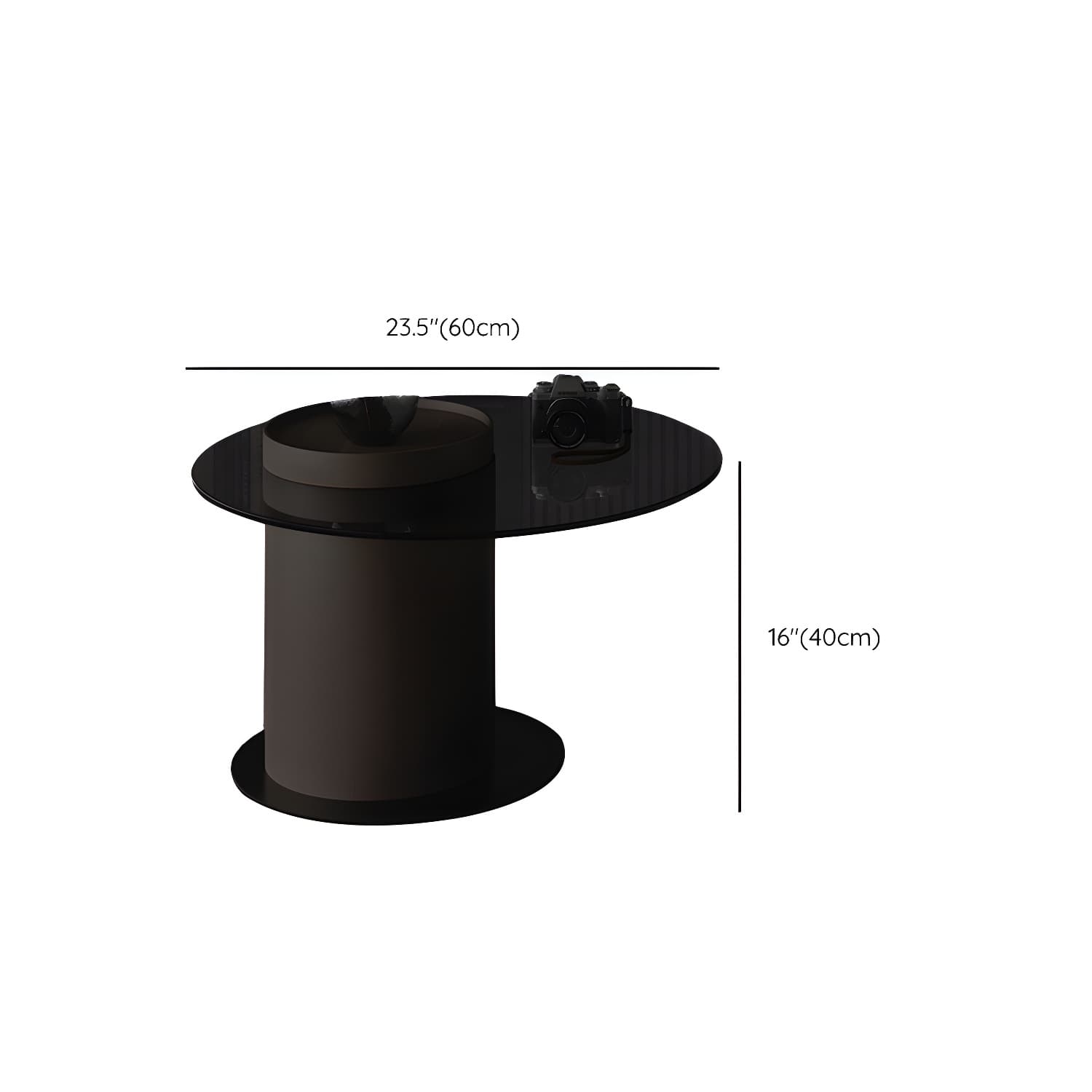 11"H Contemporary Coffee Table Round Coffee Cocktail Table with Drawer thumbnail 19