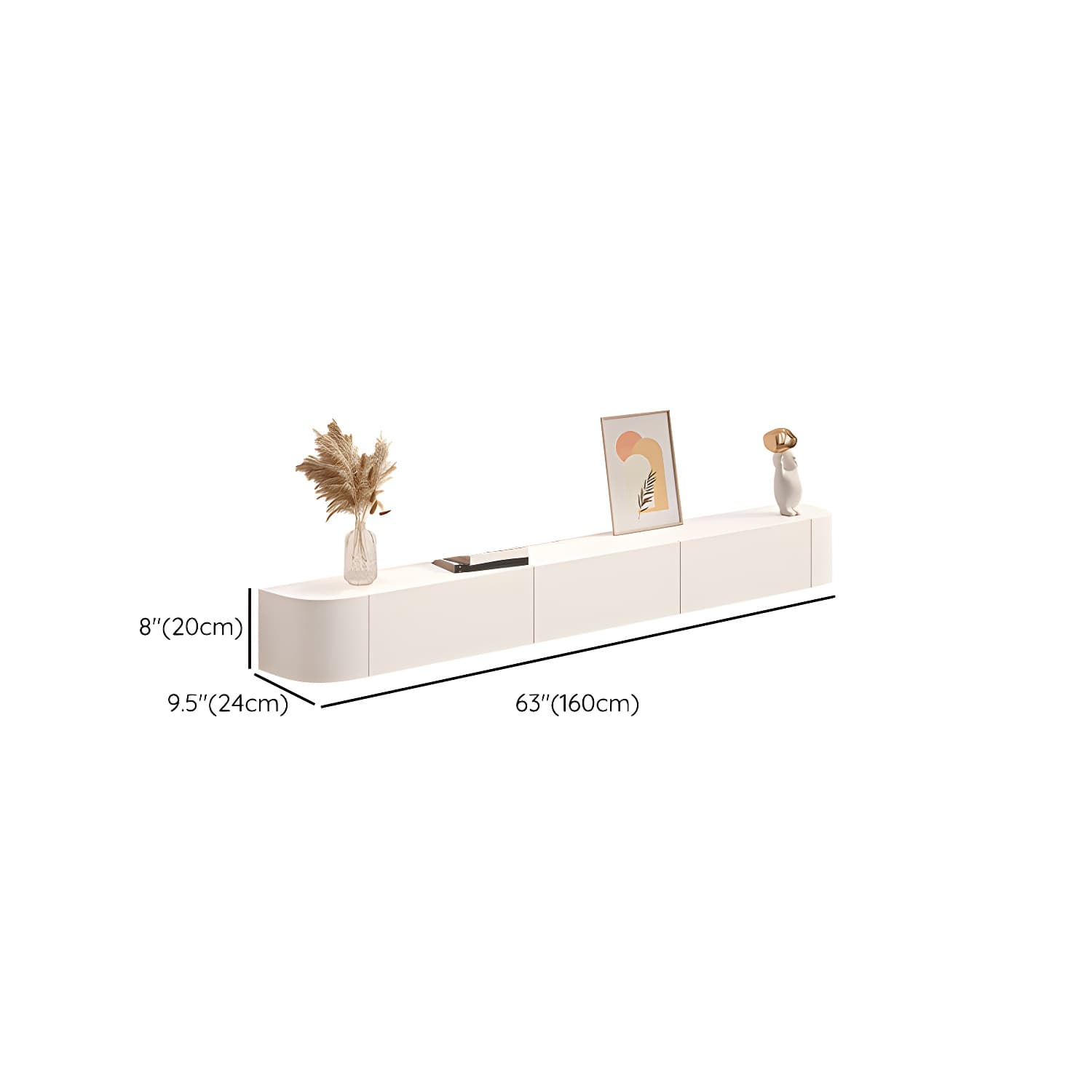 Contemporary Solid Wood Wall-mounted TV Media Stand with Drawers thumbnail 15