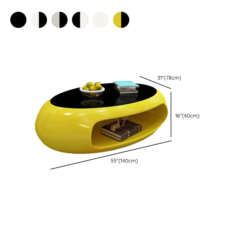 Simple Ink Oval/Rounded Hardened Glass Single Accent Table with Container & Abstract Base thumbnail 24
