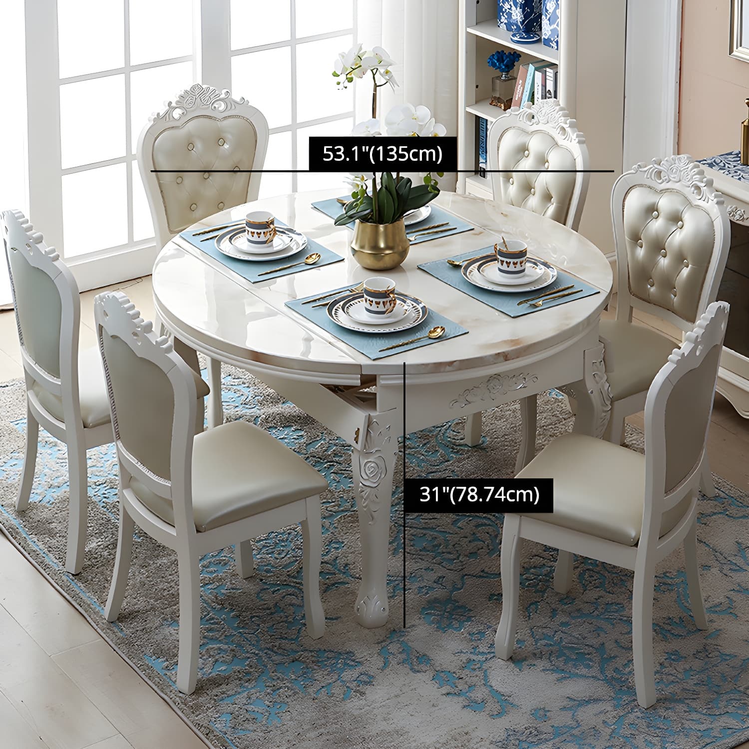 Victorian Dining Room Set Standard Height with Rectangle Top 4 Legs Base Dining Furniture thumbnail 16
