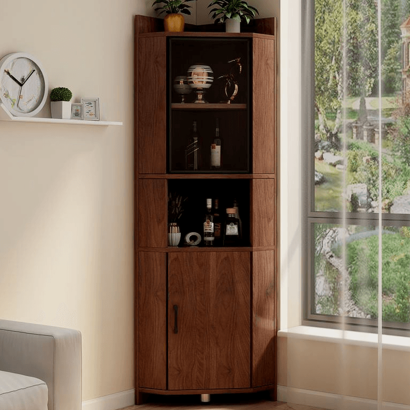 Gray/Wood Grain Unattached Accent Cabinet with Engineered Wood for Living Room thumbnail 5