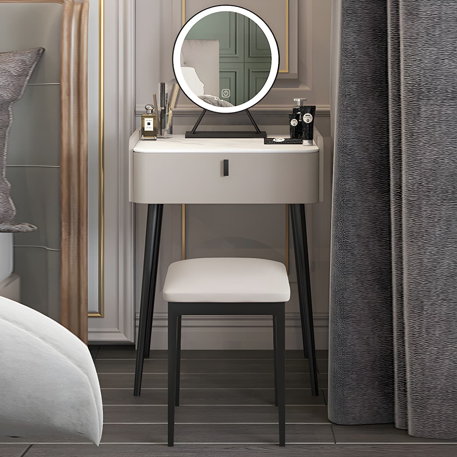 15" Wide Contemporary Make-up Vanity Mirror Dressing Table with Drawer thumbnail 8