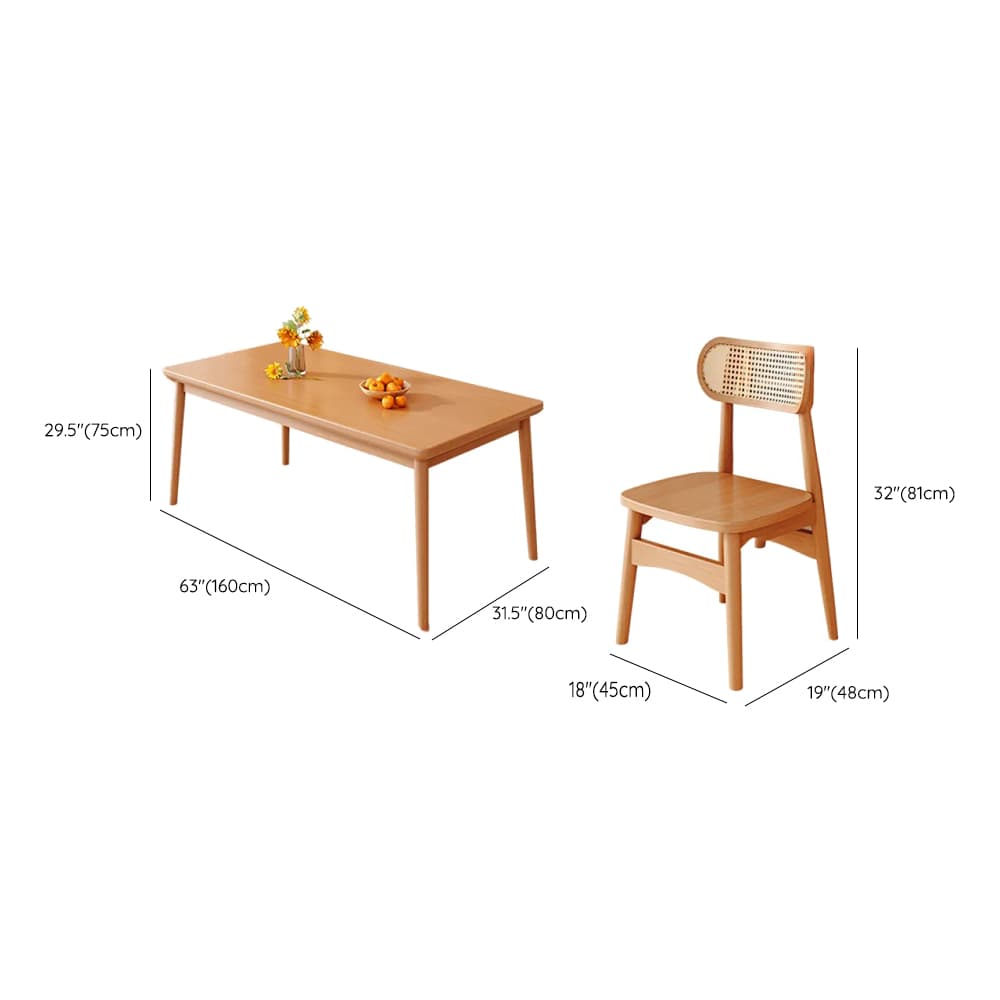 Trendy Rectangular Rubberwood Dining Table Set with Four Legs, 5 Piece Set, Unfinished Color thumbnail 15