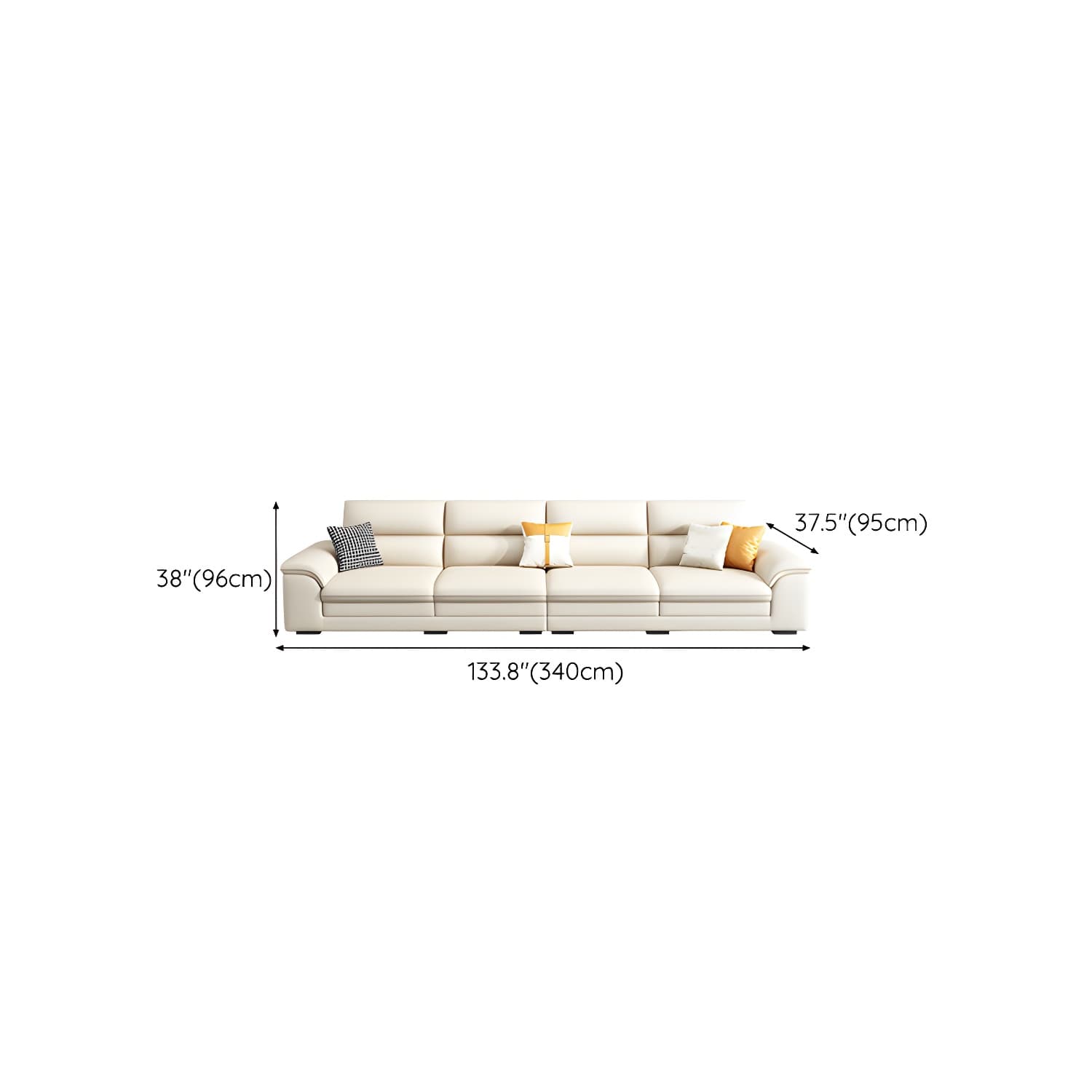 Modern Beige Stationary Sectional Sofa in Scratching Cloth with Wood Frame and Pillow Top Arms thumbnail 19