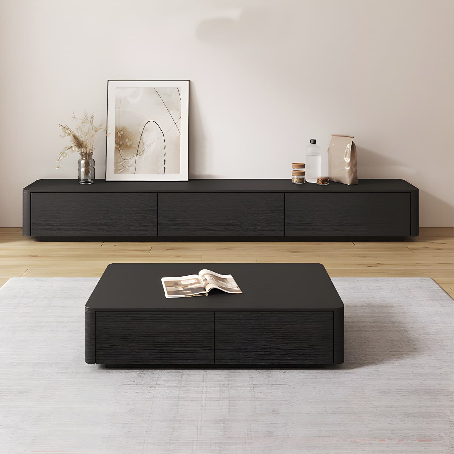 3 / 4 Drawers Modern TV Console 16" D Closed Storage Wooden TV Stand thumbnail 11