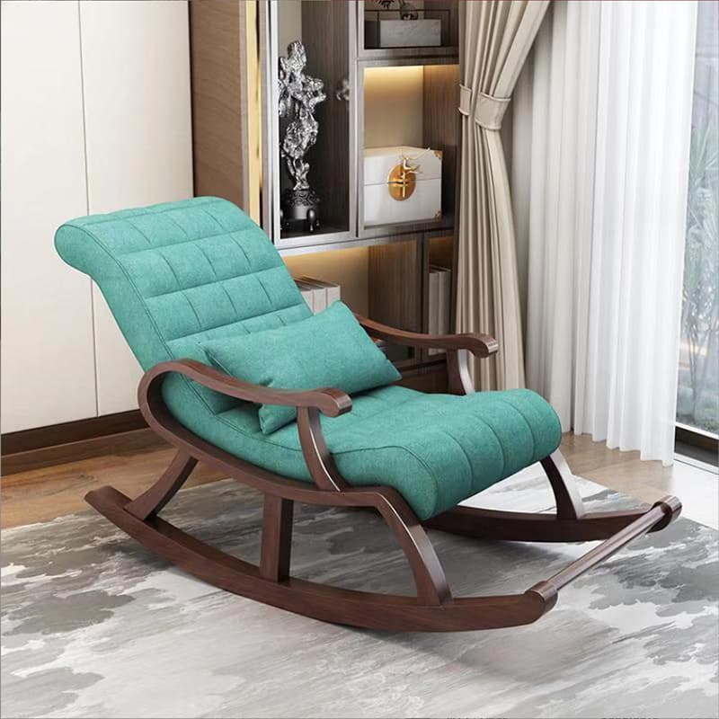 Stylish Modern Upholstered Rocking Chair with Brown Wood Legs and Track Arms thumbnail 16
