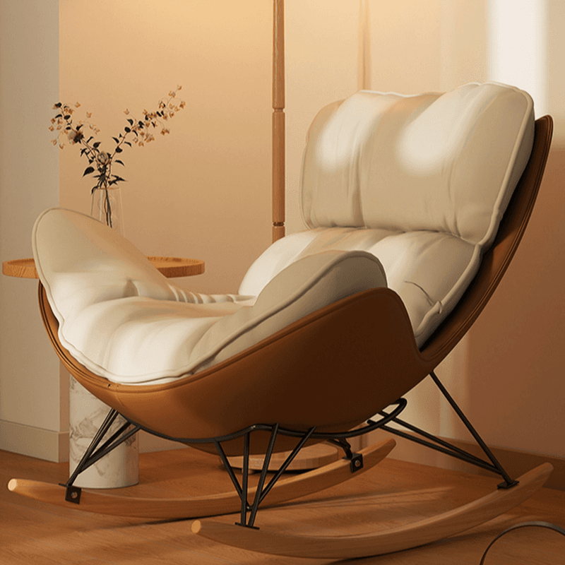 Simple Upholstered 2 Piece Set Porch Rocker with Scratch-tolerant Padded Ottoman - image 7