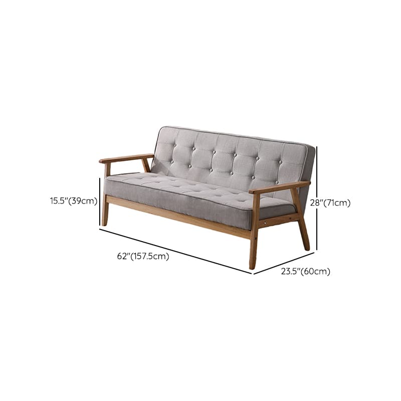Mid-Century Modern Pine Wood Sofa with Tufted Back and Single Cushion Design thumbnail 25