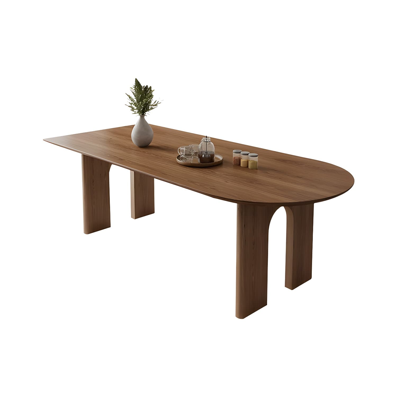 Scandinavian Wooden Oval Dining Table in Natural and Brown for Dining Room thumbnail 6