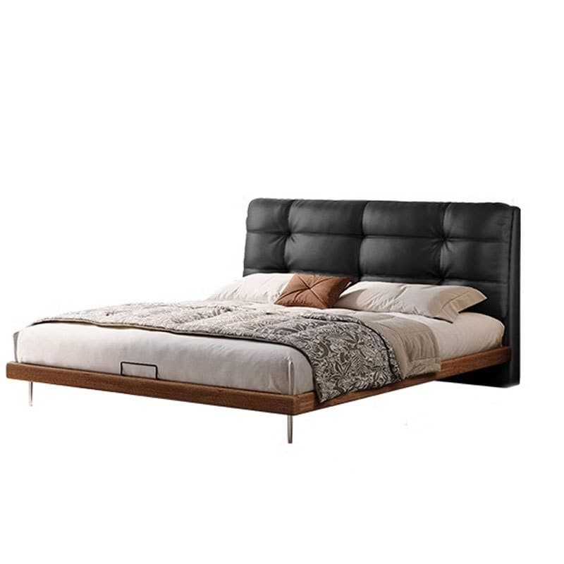 Solid Color Platform Bed with Natural Wood Frame and Button-tufted Design for Living Room thumbnail 5