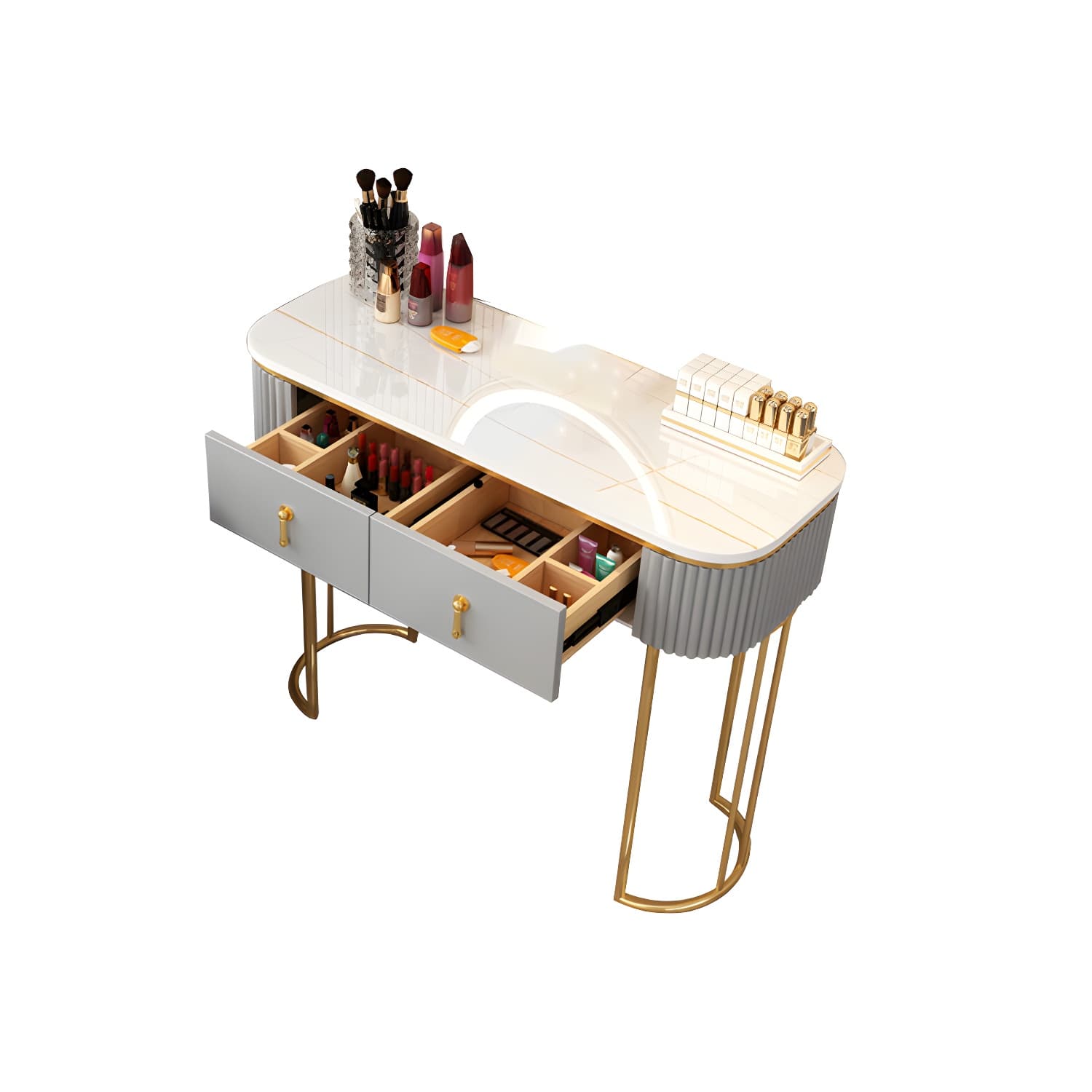 Lighted Mirror Makeup Vanity Storage Box Vanity Dressing Table for Bedroom thumbnail 15