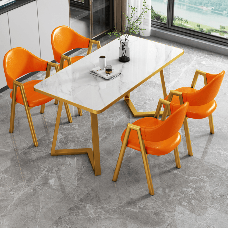 Glamorous Stone Top Sleigh Base Dining Table Set thumbnail 20