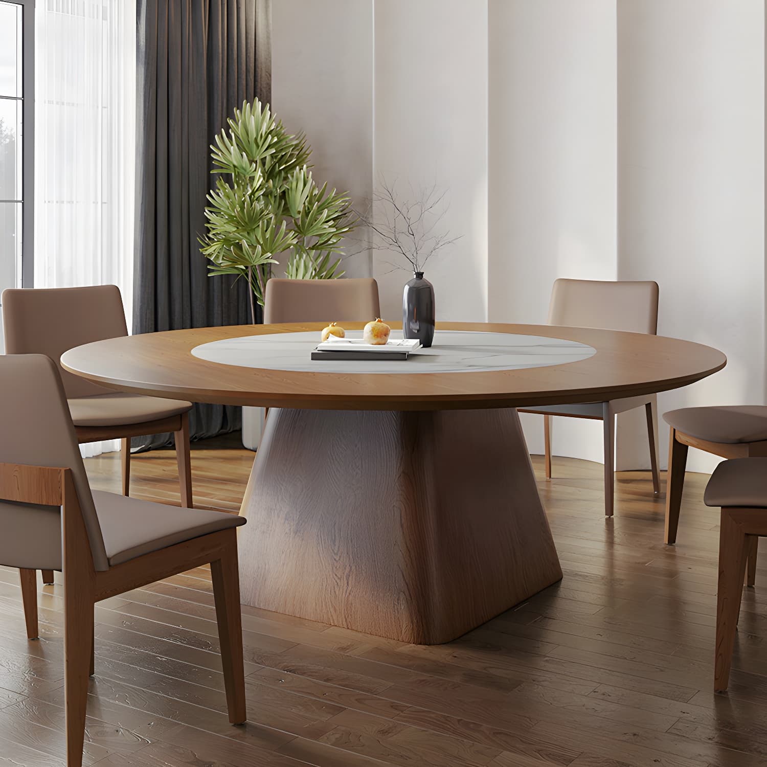 Contemporary Sintered Stone Table Round Table Set 1/6/8/9/12 Pieces Dining Set thumbnail 1