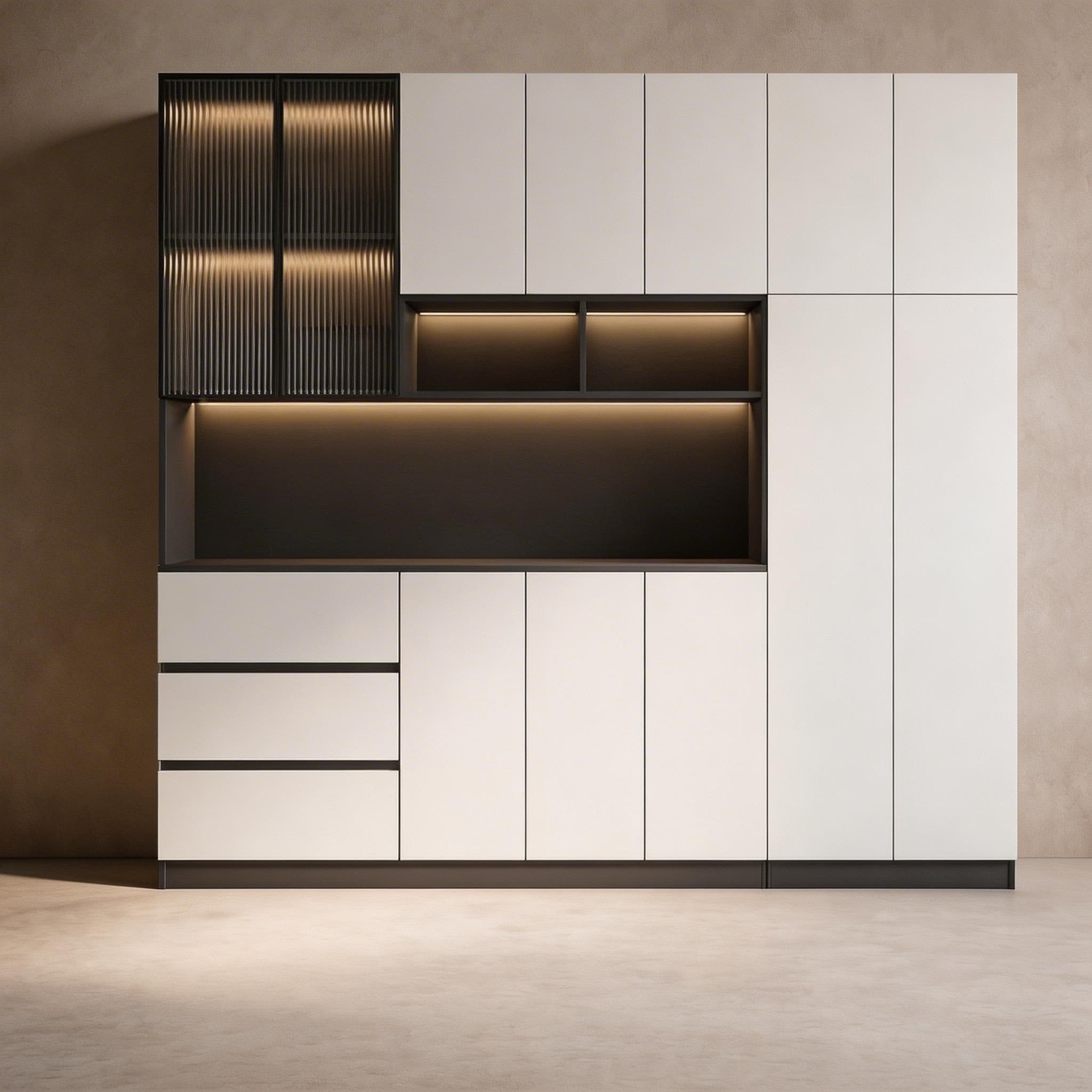 Trendy Sideboard with 3 Drawers, Cupboard, Wide/Standard/Narrow Sizes, 2/1 Shelves, Cabinets, and Glass-panel Door thumbnail 27