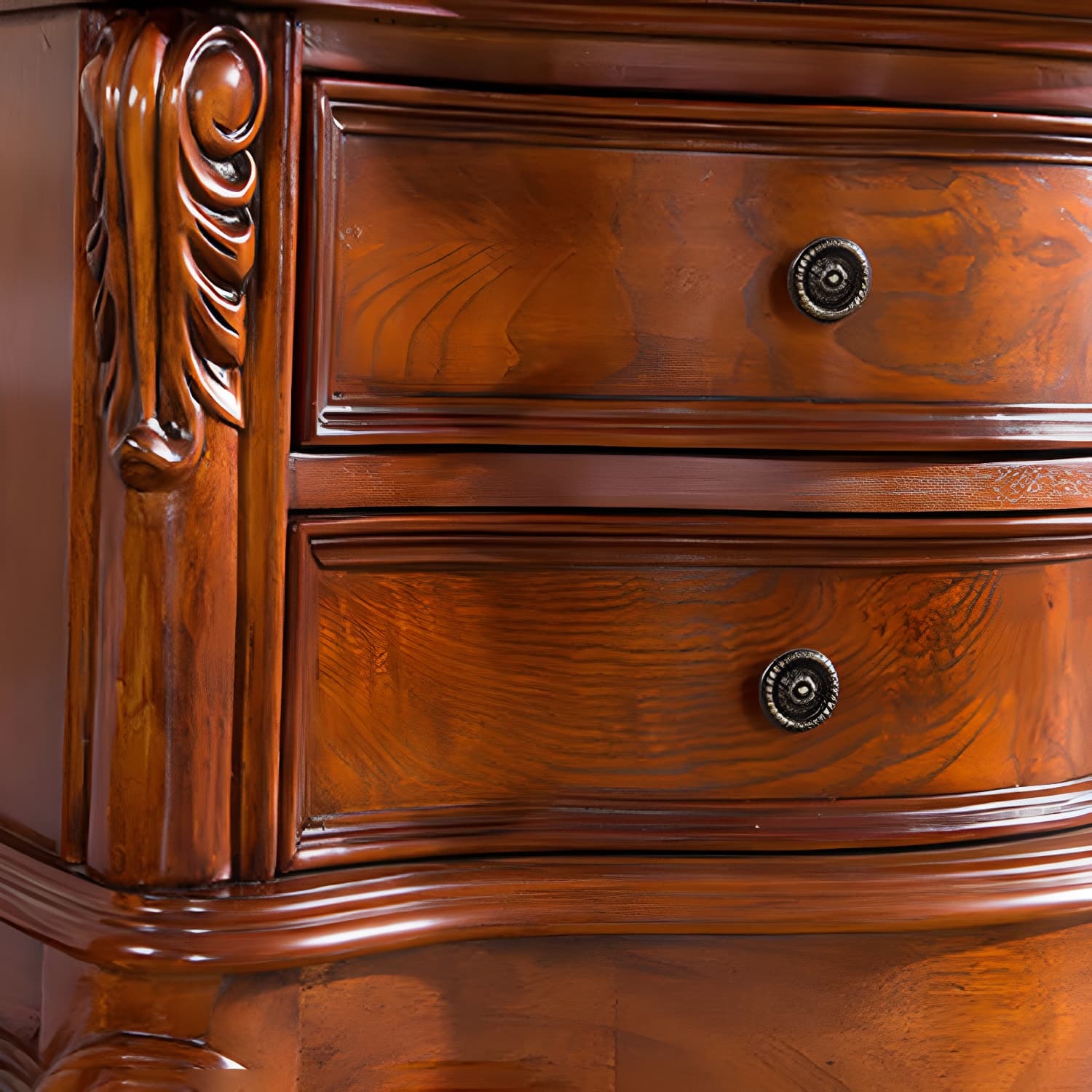 Solid Wood TV Console Traditional Enclosed TV Cabinet with Glide Drawers thumbnail 8