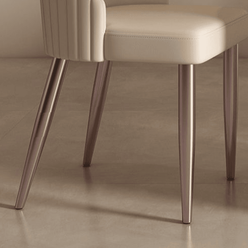 Modern Simple Style Oval Slate Dining Table Set with Dual Footing, Solid Back Panel in Chalk Color thumbnail 8
