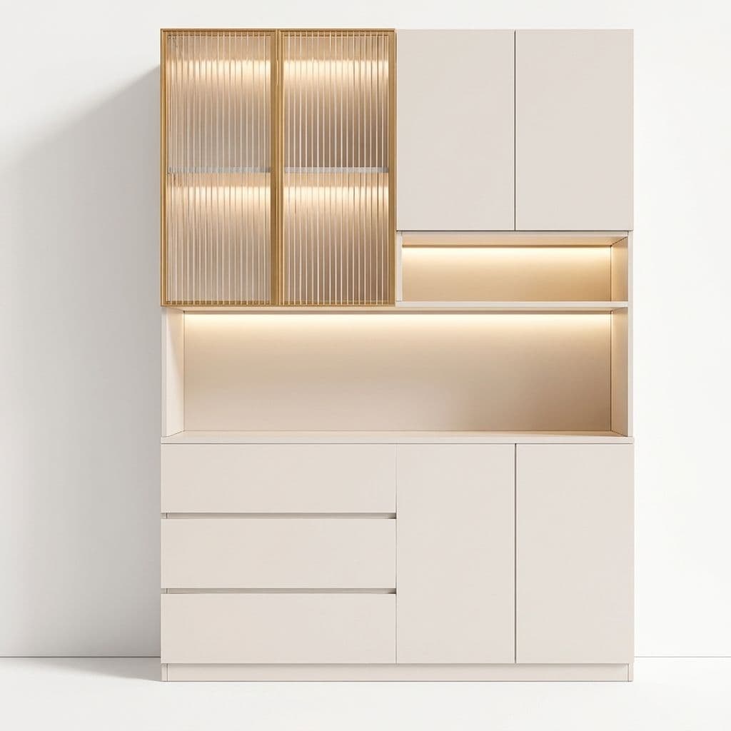 Trendy Sideboard with 3 Drawers, Cupboard, Wide/Standard/Narrow Sizes, 2/1 Shelves, Cabinets, and Glass-panel Door thumbnail 45