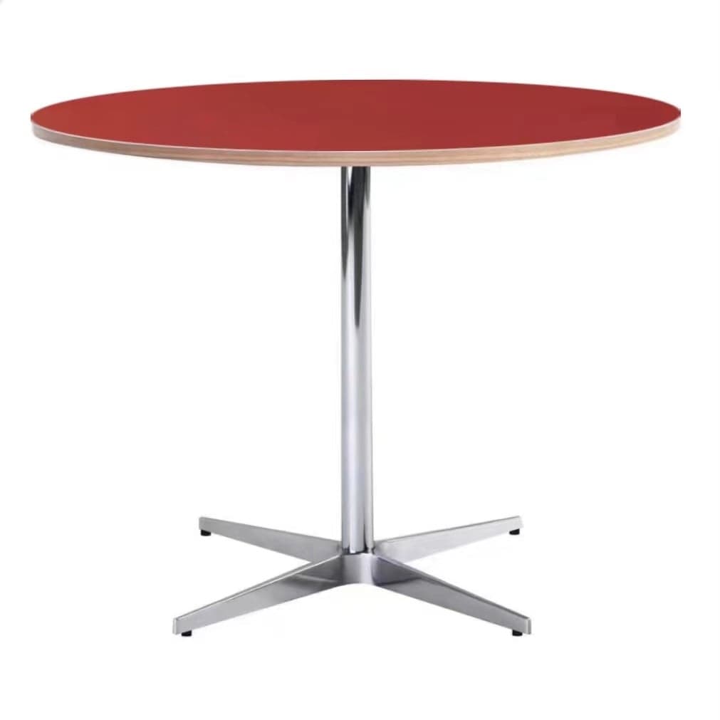 Trendy Orbicular Dining Table with Timber Top, Fixed Table Mechanism in Cerulean/Green/Apricot Color thumbnail 7