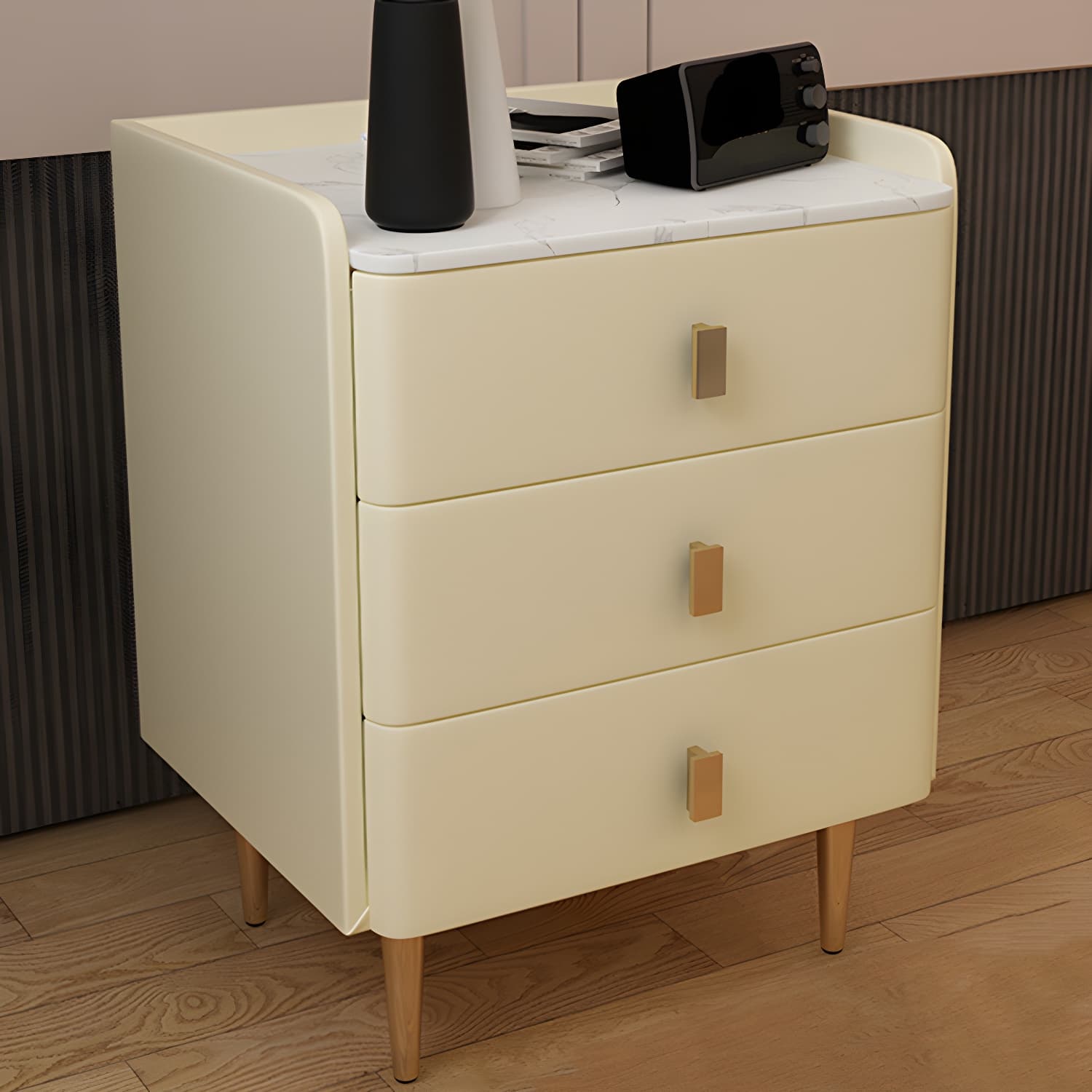 Glam Drawers Included Accent Table Nightstand 22.5" Tall with Legs thumbnail 1