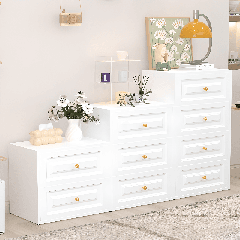 White Simple Iron Lingerie Chest/Bachelor Chest with 5/4/3 Drawers in Vertical/Horizontal Orientation thumbnail 1
