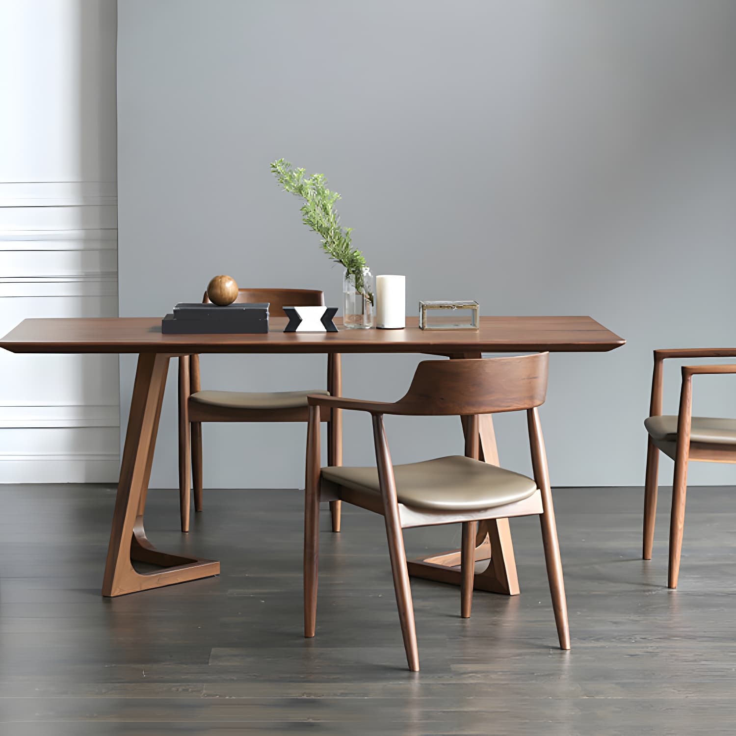 Modern 1/2/4/5 Pieces Dining Set Solid Wood Double Pedestal Dinette Set thumbnail 1