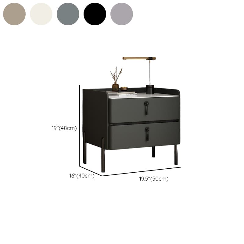 Stylish/Art Deco Drawer Storage Nightstand with 2 Drawers, Stone Countertop, and Leg thumbnail 13
