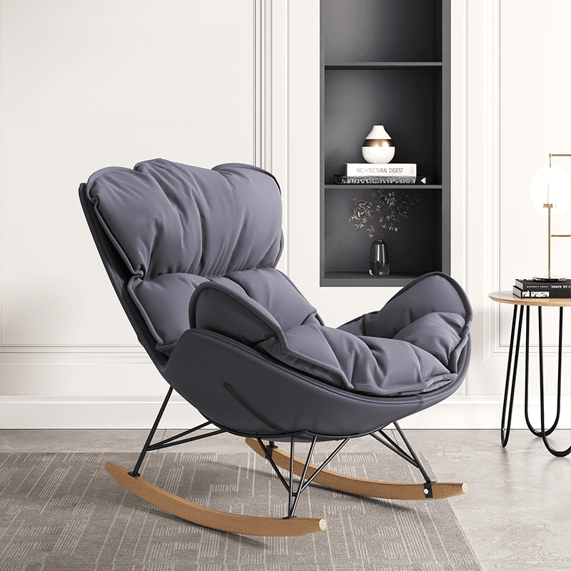 Stationary Rocking Chair with Flared Arm and Rear Support thumbnail 3