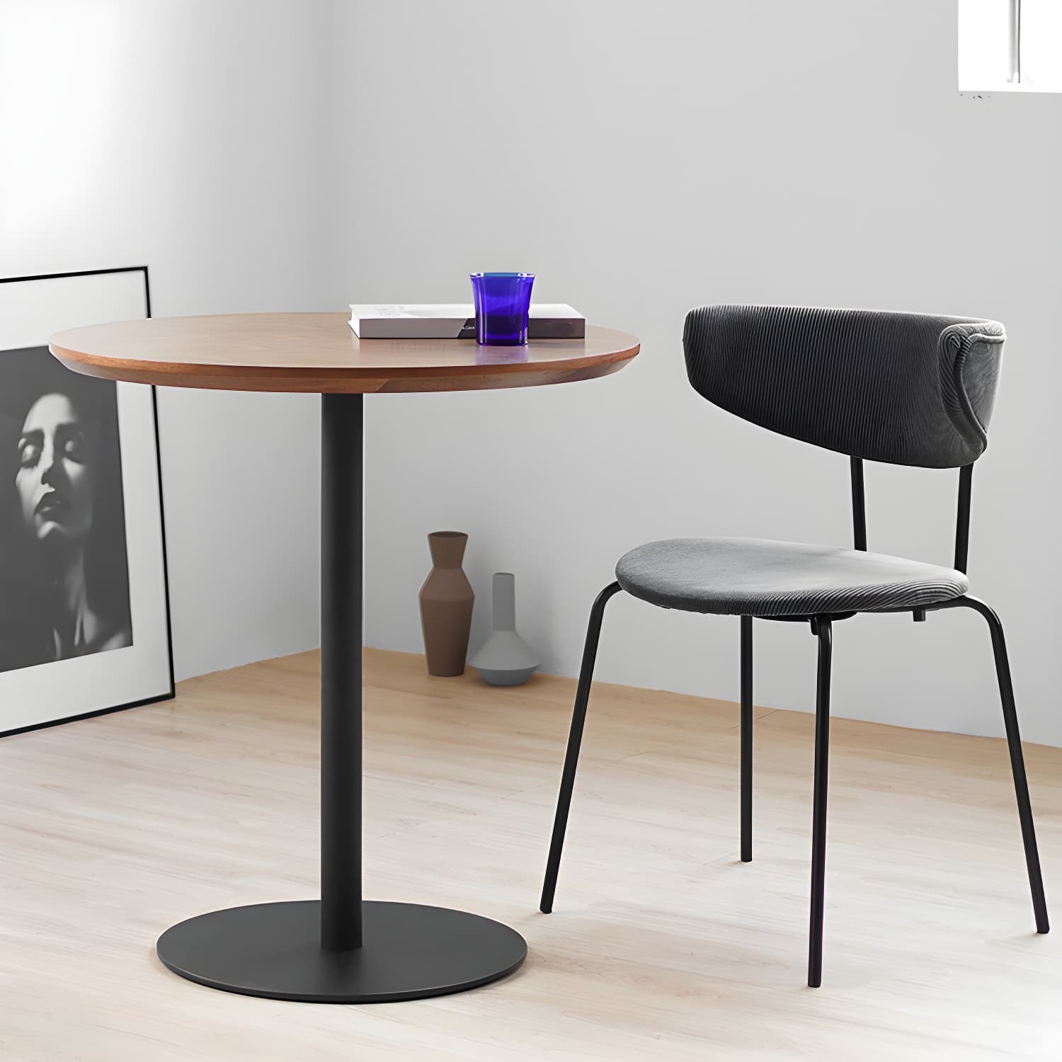 Round Tulip Base Casual Dining Table Four-Color Fixed Table with Solid Wood thumbnail 18