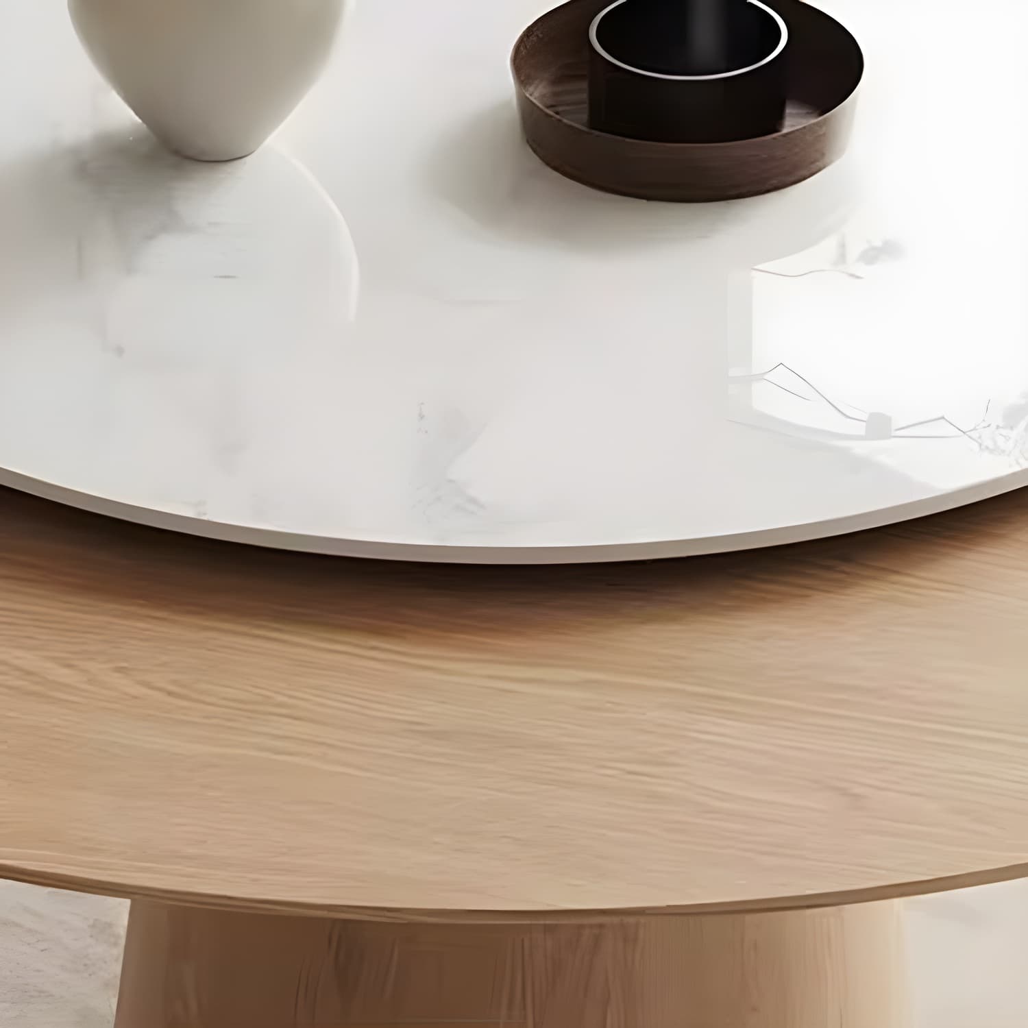 Solid Wood Round Top Dining Table Set with Cushioned Chair for Home thumbnail 9