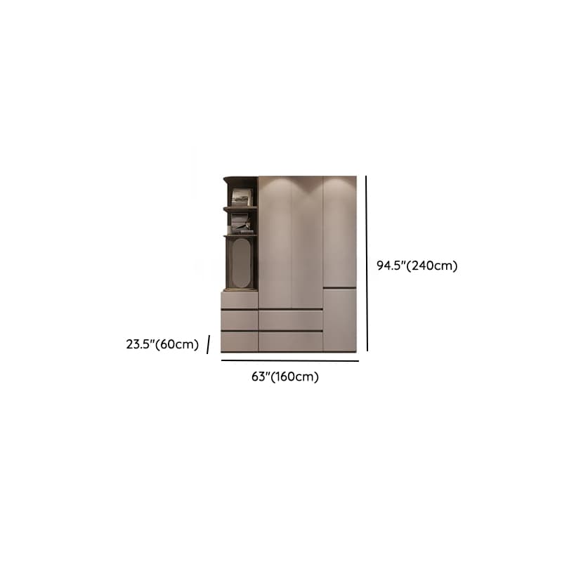 Sand Minimalist Laminate Cabinet Armoire with Soft Close Drawer, Soft Close Door, Interior Shelves, and Clothing Rod thumbnail 13