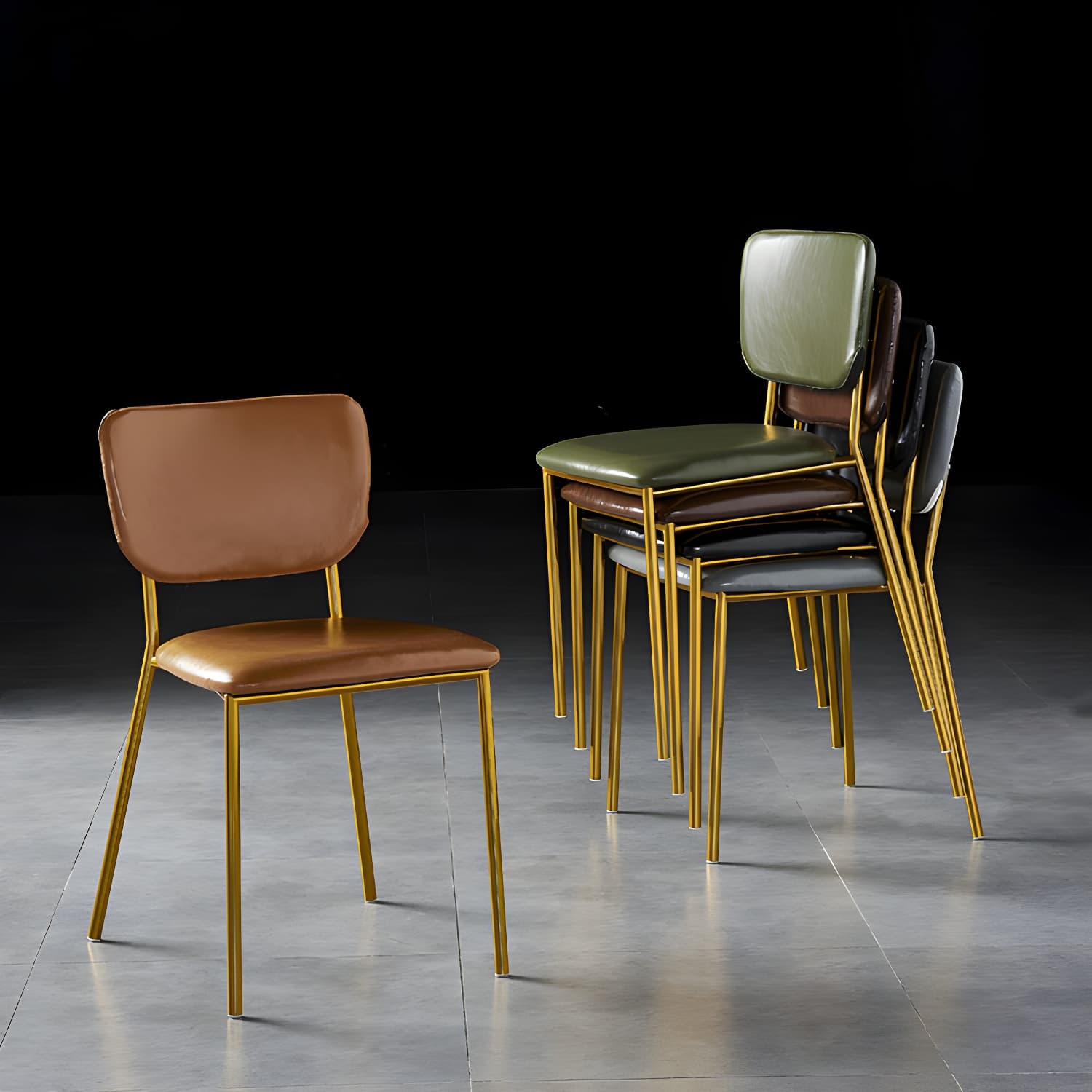 Nordic Style Dining Chairs Armless Open Back Stackable Chairs with Metal Legs thumbnail 14