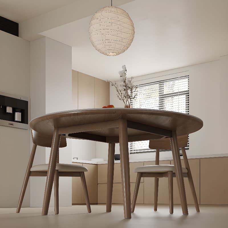 Rounded Slate Stone Dining Table Set with 4 Legs, Padded Chair Back, and White Table Top thumbnail 3