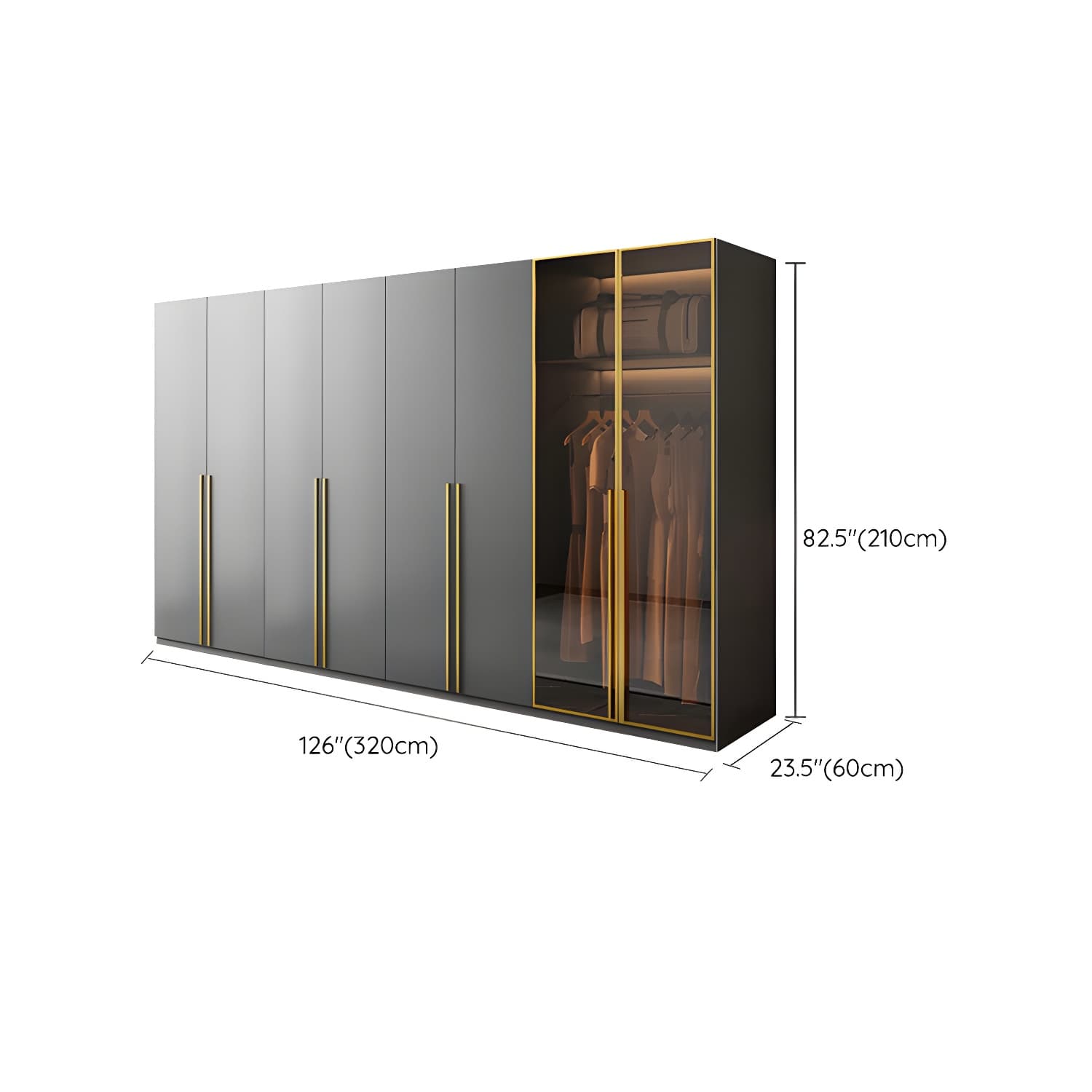 Modern Black Wood Wardrobe Armoire with Soft-Close Drawers & Clothing Rod thumbnail 18