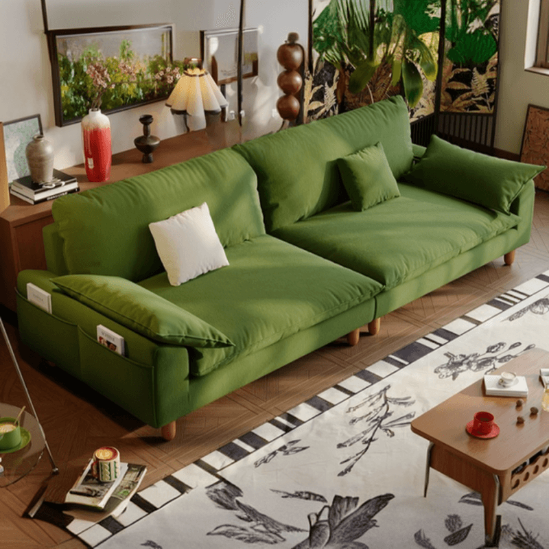 Gray/Sage/Amber Color Standard Sofa with Armrest and 4 Pillows for Drawing Room thumbnail 11