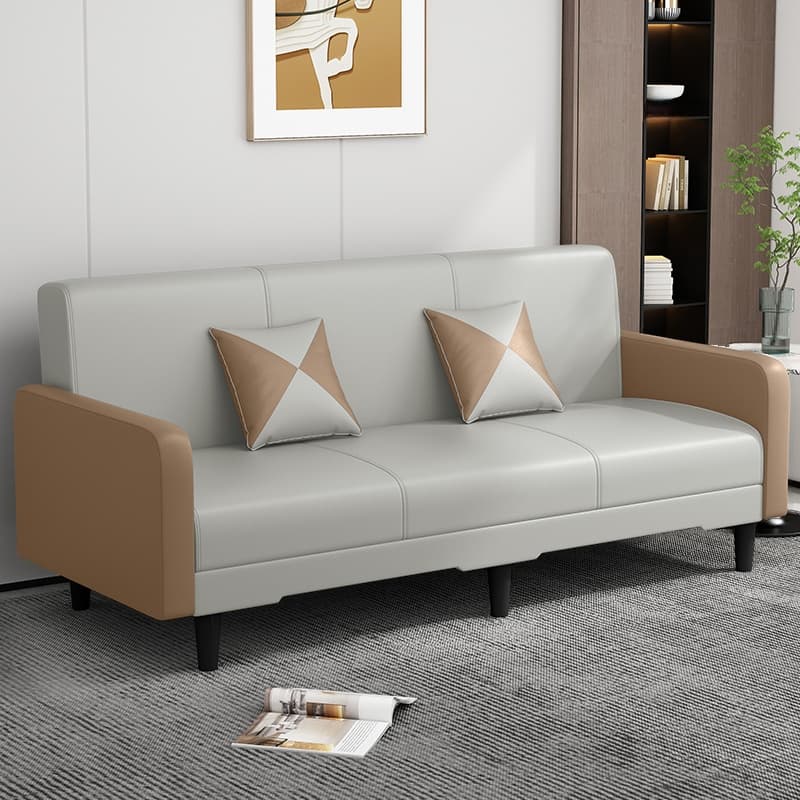 Trendy Solid Color Stain Resistant Standard Sofa in Grey/Cerulean/Beige with Arm, 4-seater/Seats 3 and 2 Pillows thumbnail 7