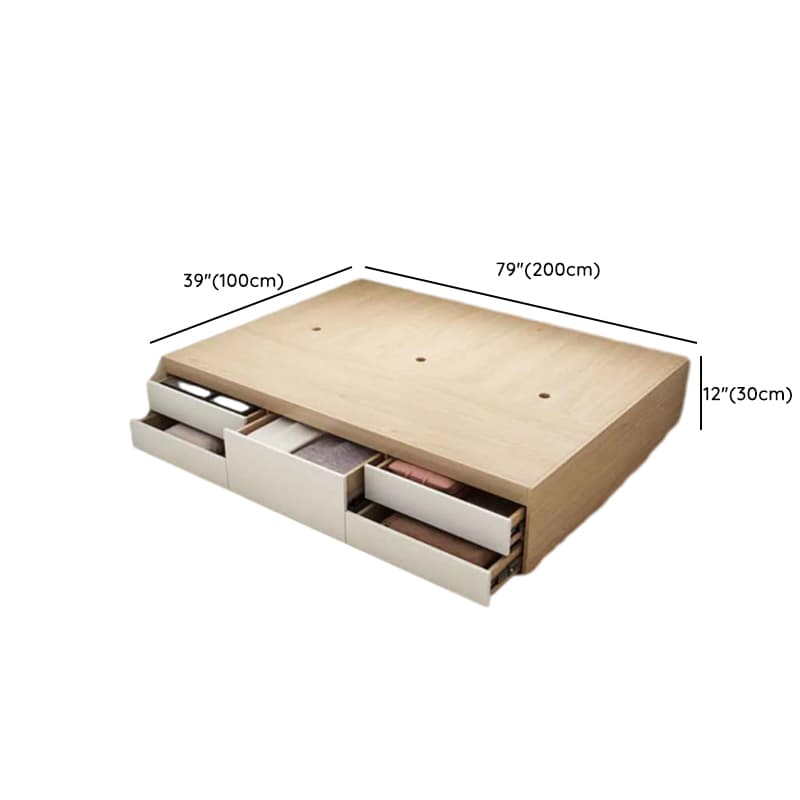 Wood Color Platform Storage Bed with Timber Bed Panel in a Modern Simple Style thumbnail 8