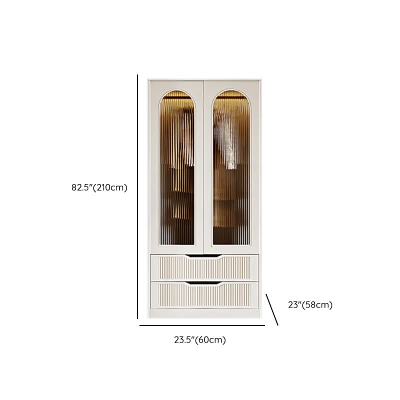 Chalk Composite Wood Cabinet Armoire with Soft Close Drawer, Specular Mirror, Soft Close Door, Interior Shelves, and Clothing Rod thumbnail 14