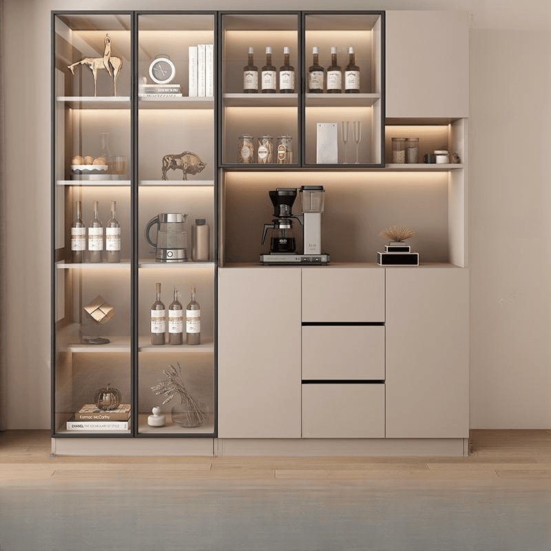 Wide/Standard/Narrow Modern Timber 3 Drawers 2 Shelves/3 Shelves/1 Shelf Glass Doors Pantry Hutch Sideboard thumbnail 7