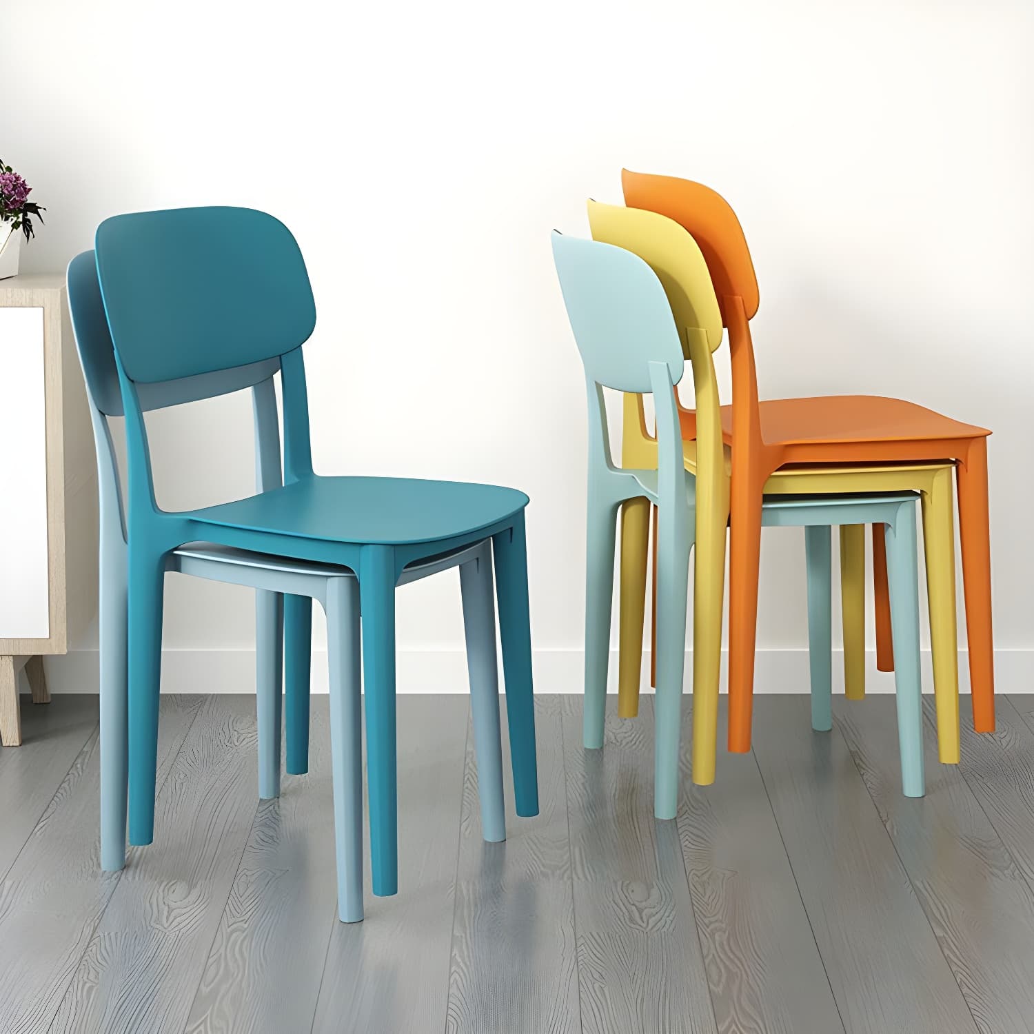 Scandinavian Style Stackable Kitchen&Dining Chair, Plastic and Non-Upholstered thumbnail 12