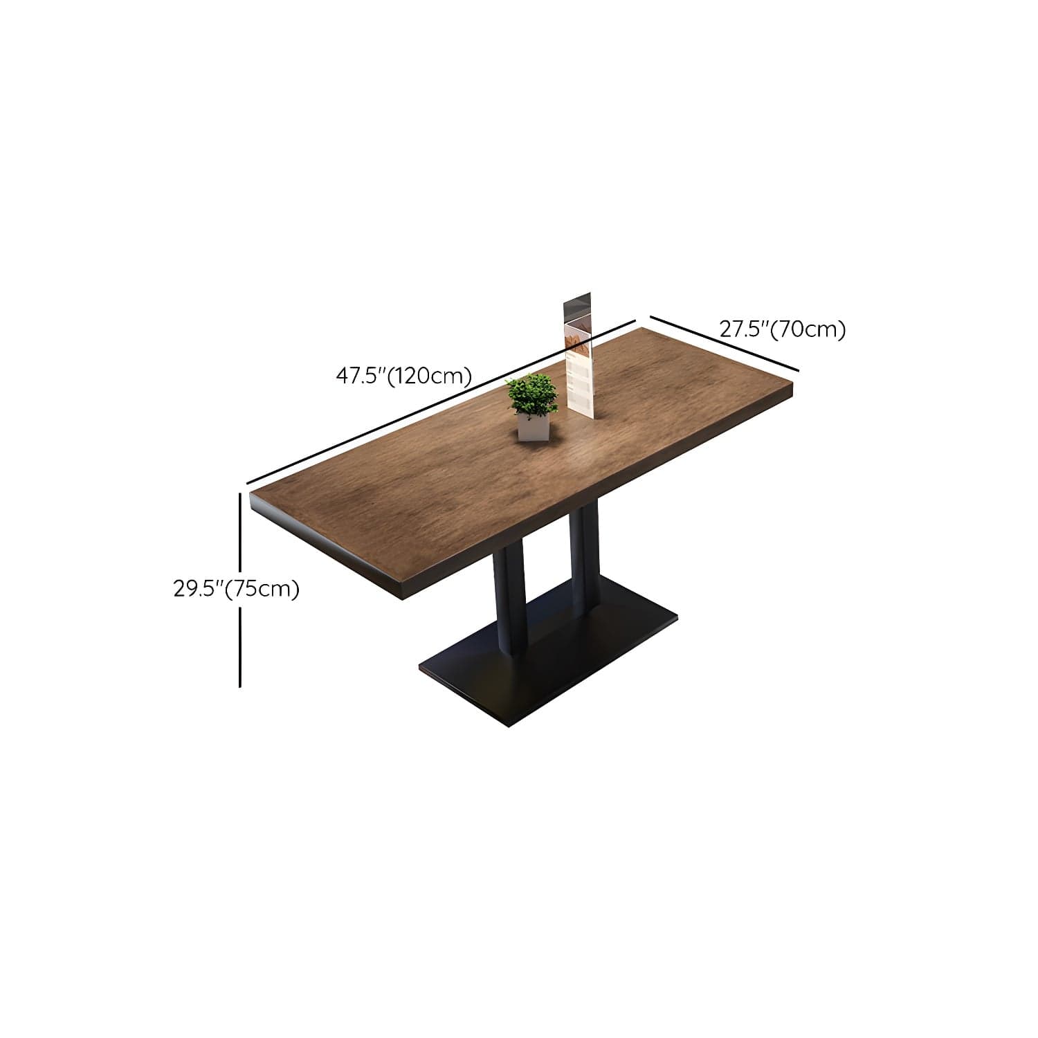 Metal Industrial Pedestal Dining Table Wood Top Table for Kitchen and Dining Room thumbnail 16