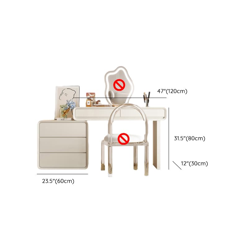 Standard Length Vanity Set with Upholstered Chair in Chalk, Synthetic Frame, and Lighted Mirror Including Seat thumbnail 10