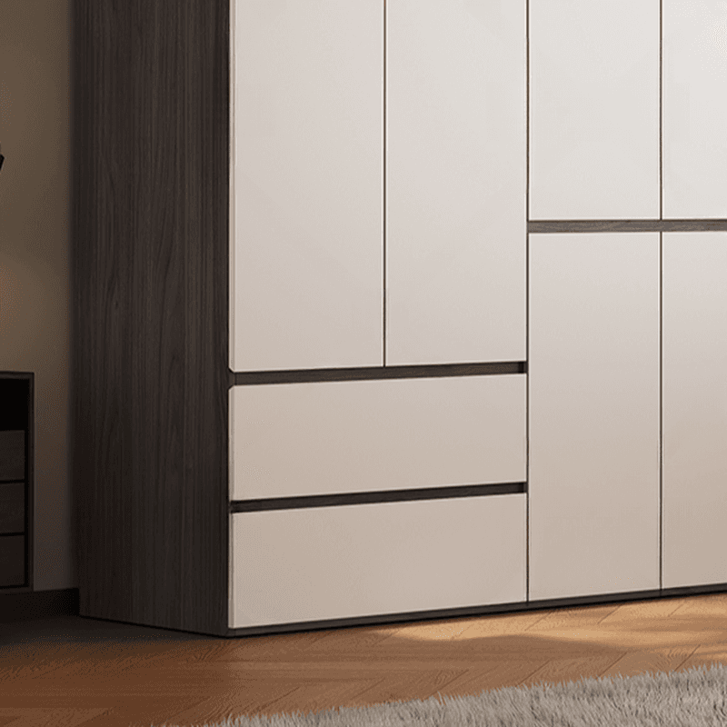 White Minimalist Manufactured Wood Independent Wardrobe Closet with Soft Close Drawer, Soft Close Door, and Interior Shelves thumbnail 4