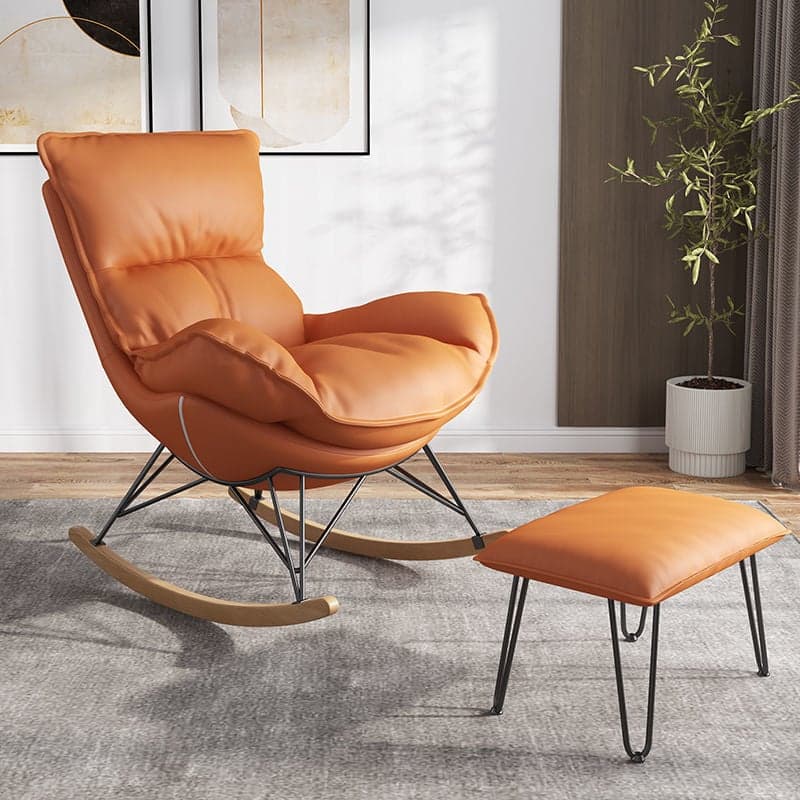 Modern Water Proof Cerulean/Dove Grey/Olive Green Upholstered Living Room Rocking Chair with Upholstered Footstool thumbnail 6