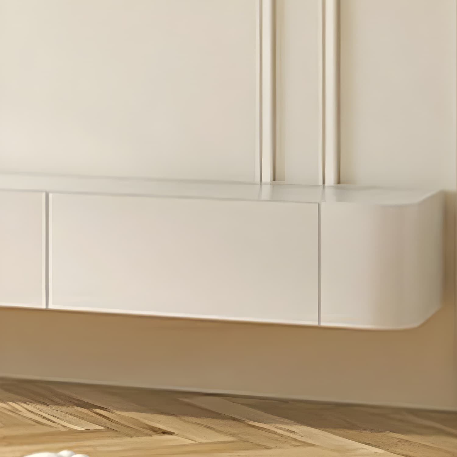 Scandinavian Solid Wood Frame Wall-mounted TV Media Stand with Drawers and Door thumbnail 8