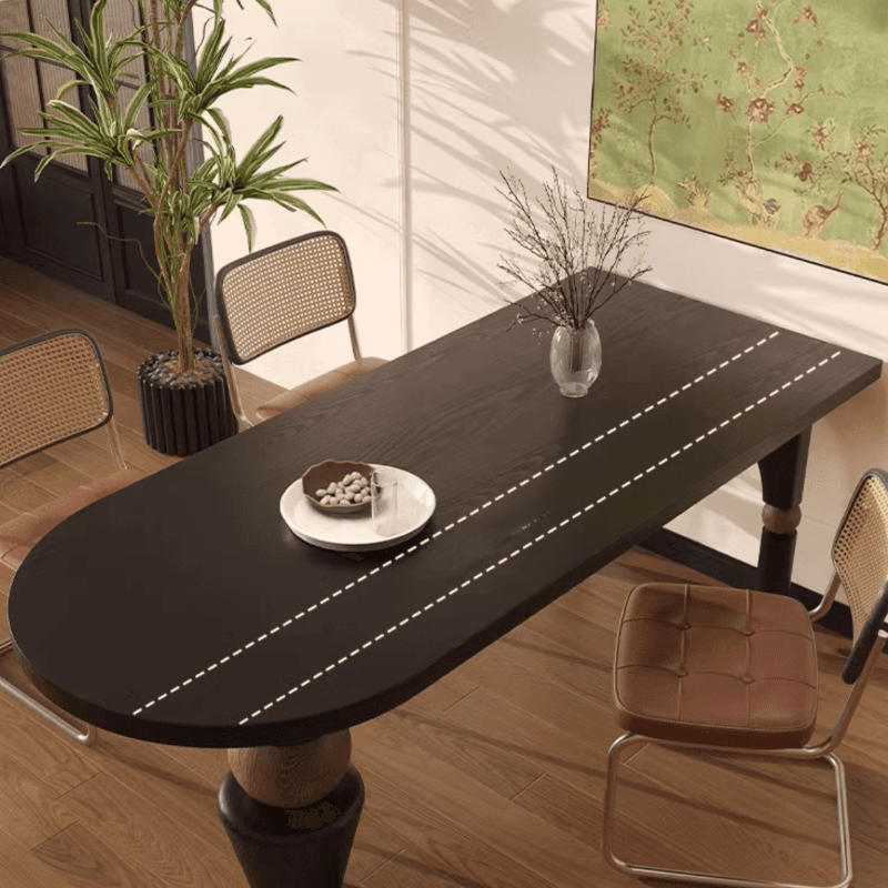 Curved Line Wood Slab Dining Table Set with Three Legs thumbnail 5